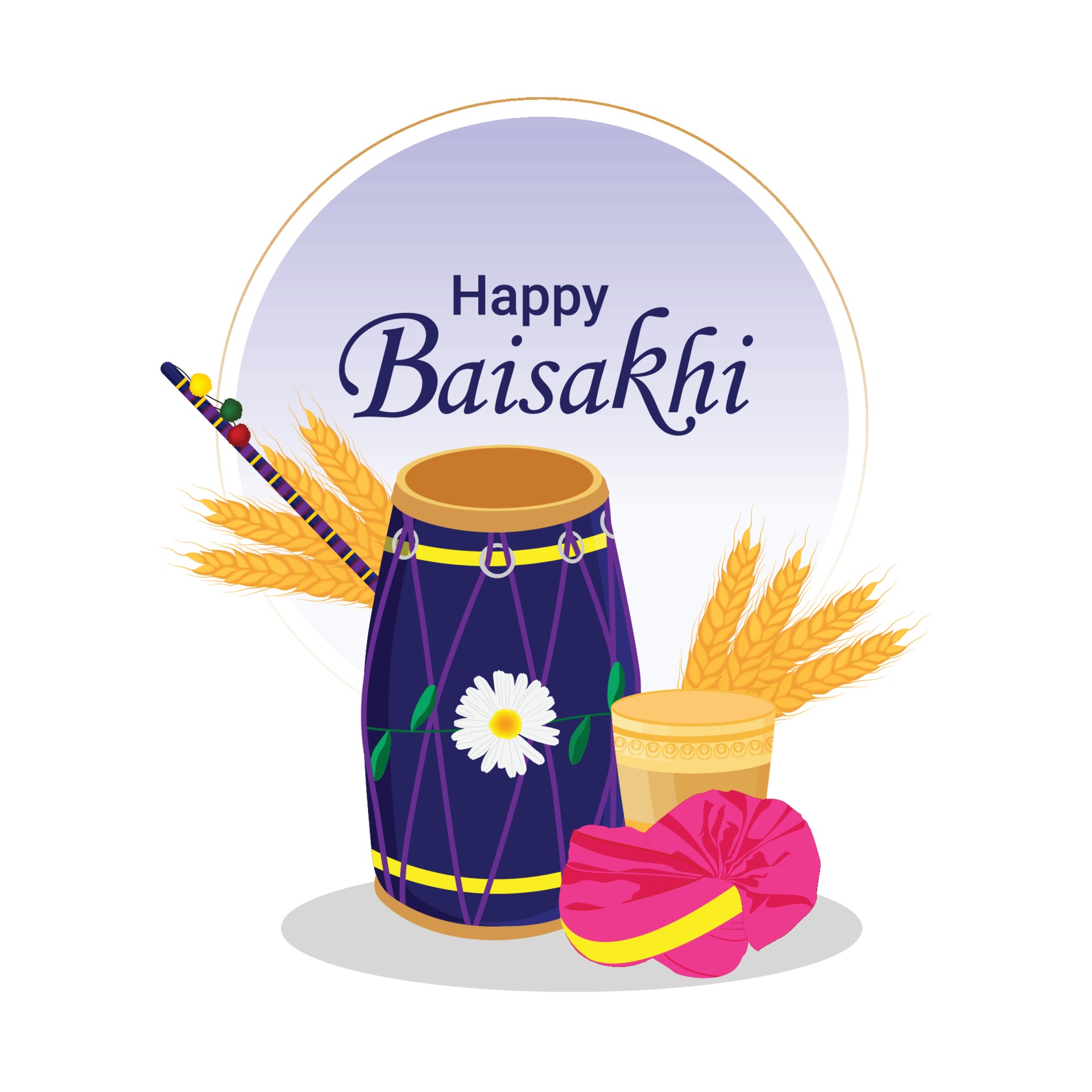 Flat design of happy vaisakhi sikh festival background with creative