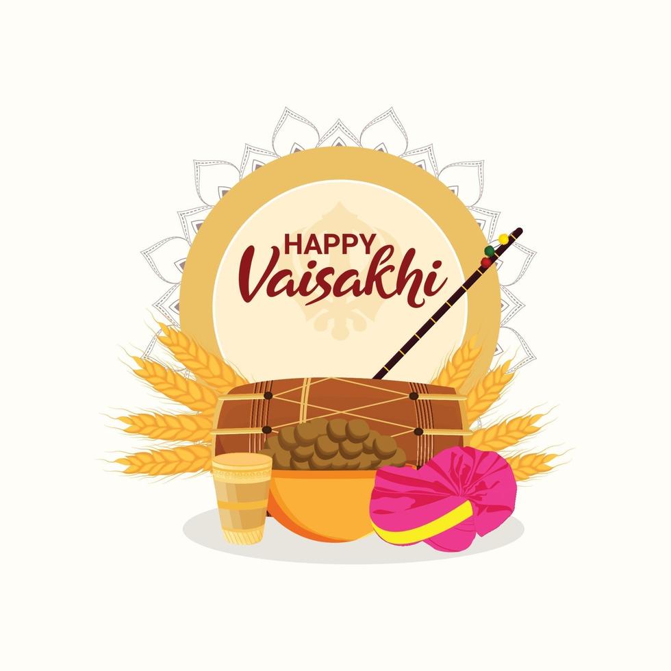 Flat design concept template of punjabi festival happy vaisakhi background vector