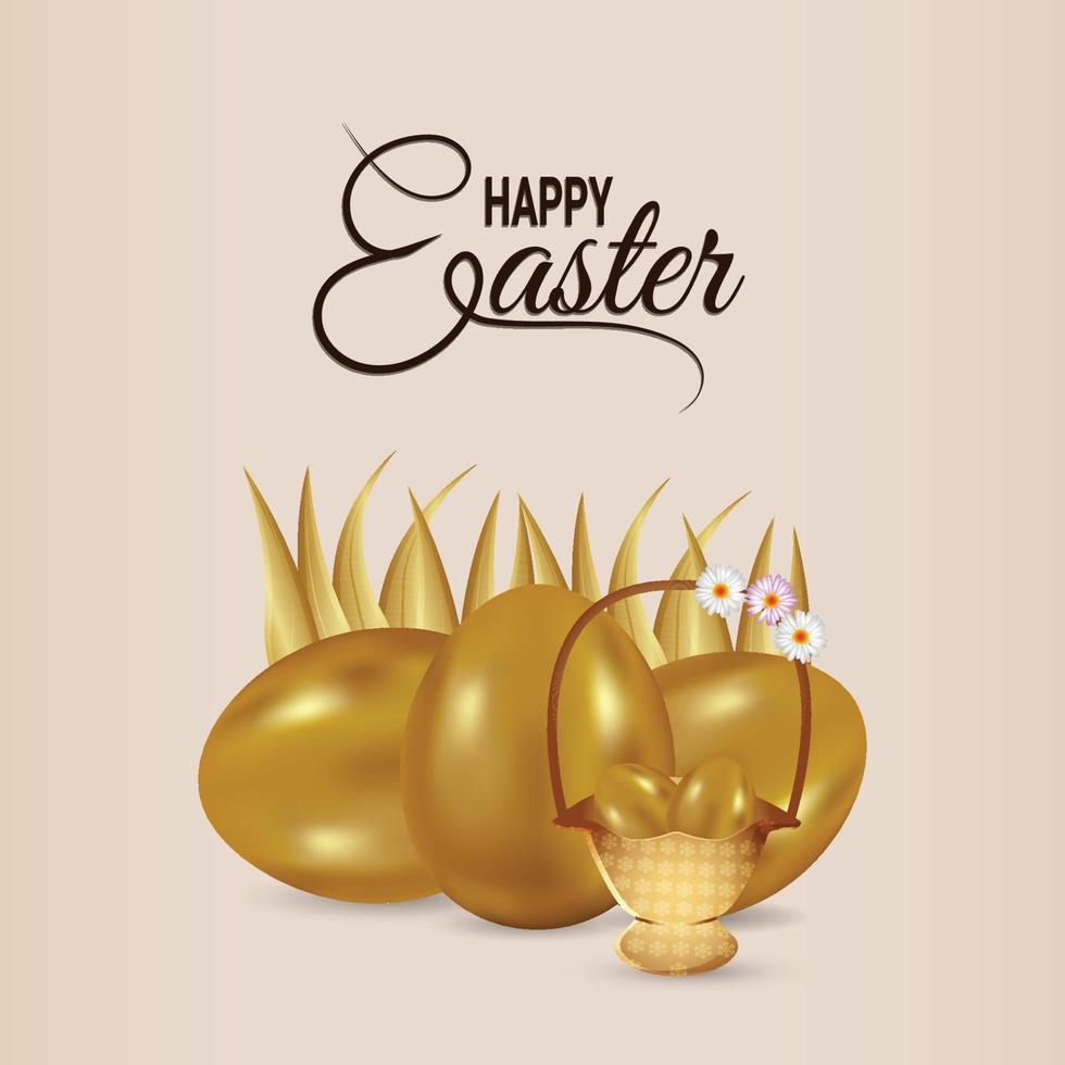Happy easter celebration greeting card with isolated background vector