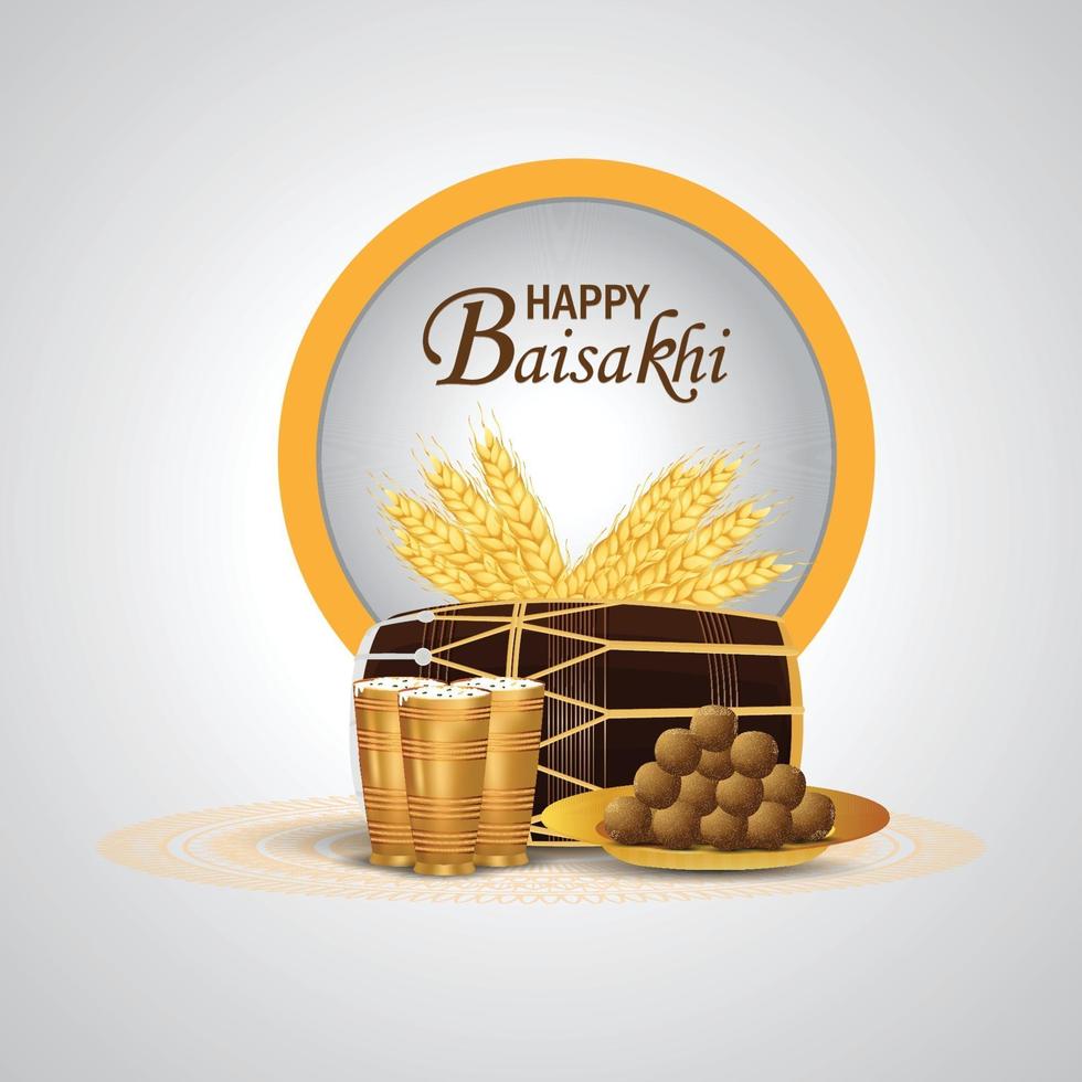 Happy vaisakhi celebration background with creative illustration. Vaisakhi indian festival greeting card vector