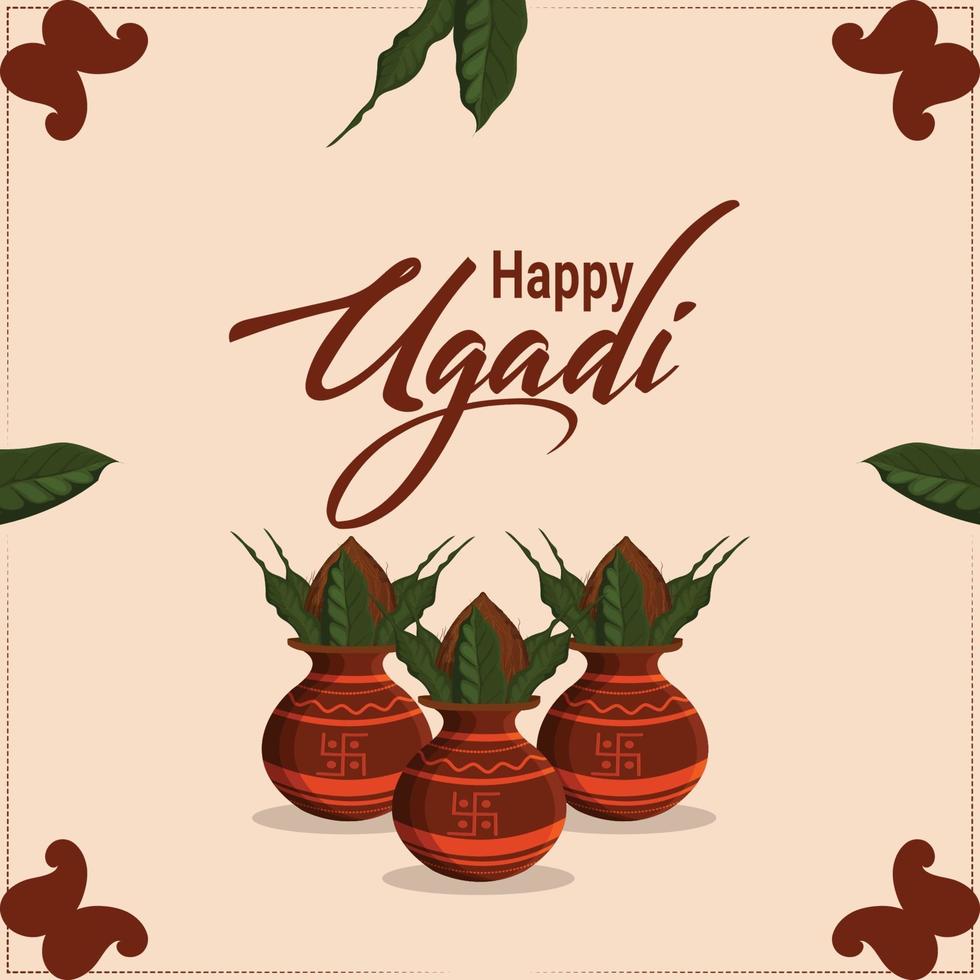 feliz festival de ugadi con ilustración creativa y fondo vector