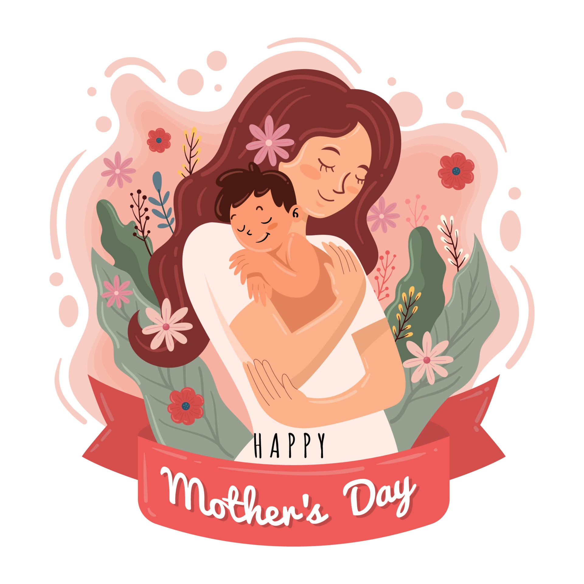 Premium Vector, Drawing with mothers day theme