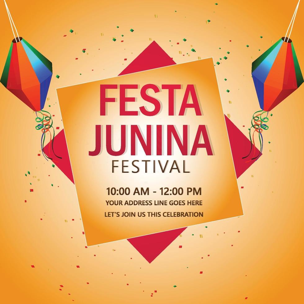Festa junina celebration background with creative colorful lantern vector