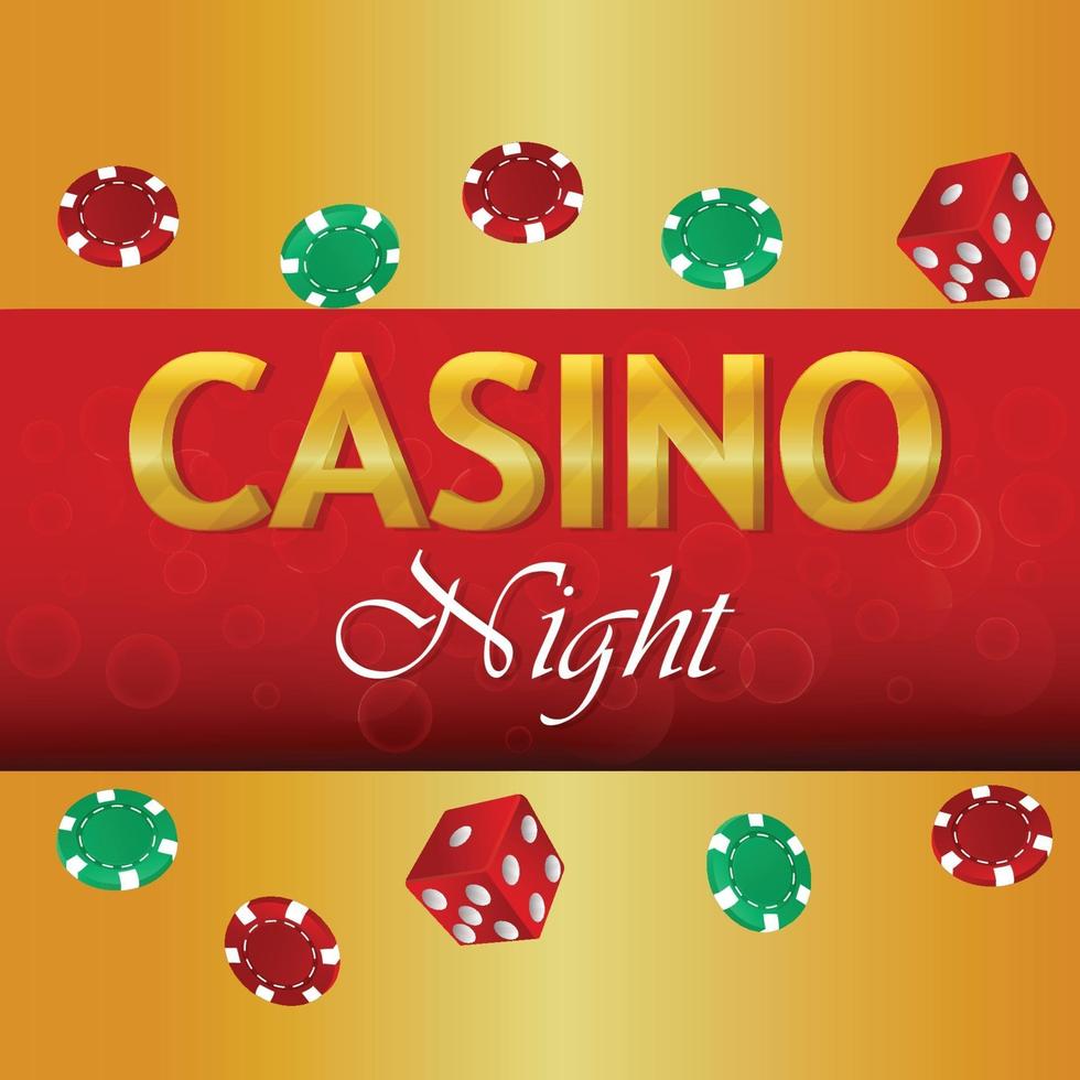 Casino night party with poker dice and chips vector