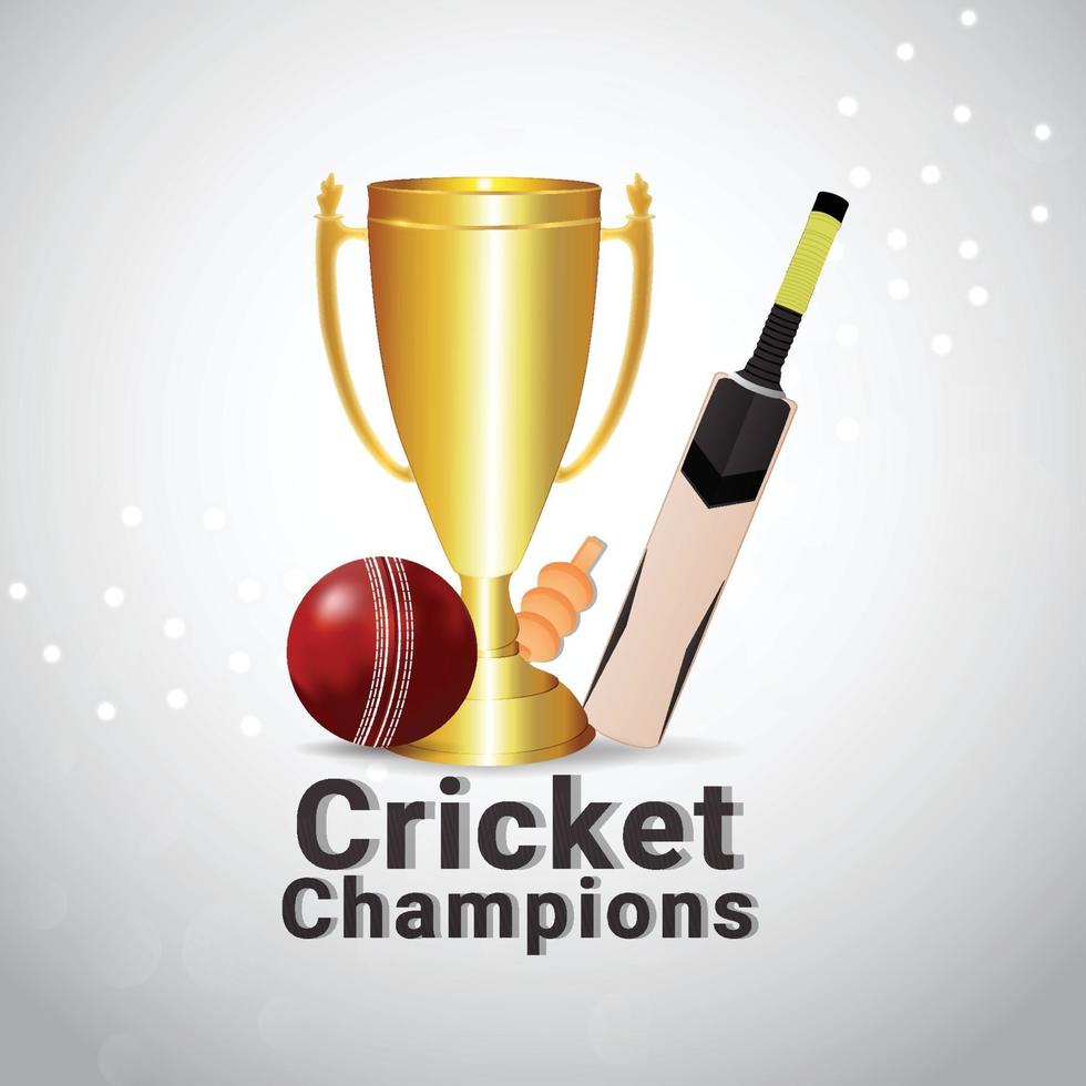 Vector illustartion of cricket championship background with golden trophy