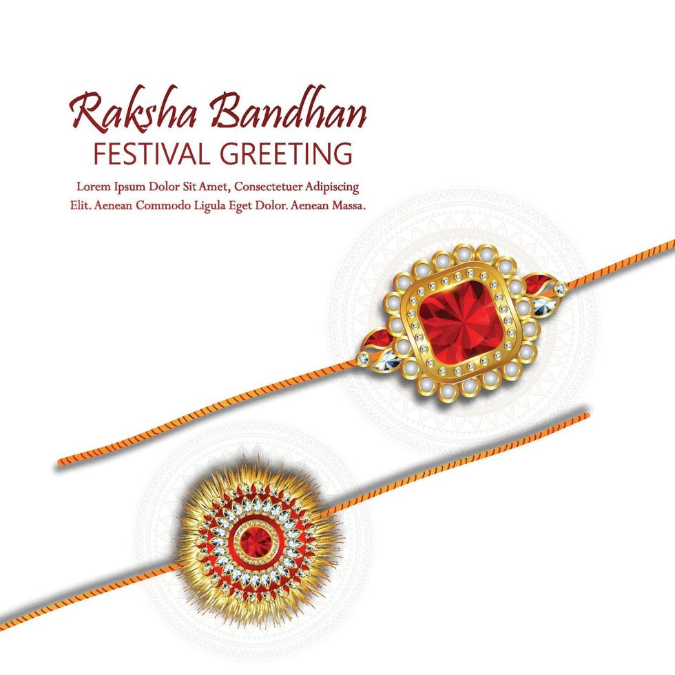 Happy raksha bandhan indian festival background with creative crystal rakhi and gifts vector
