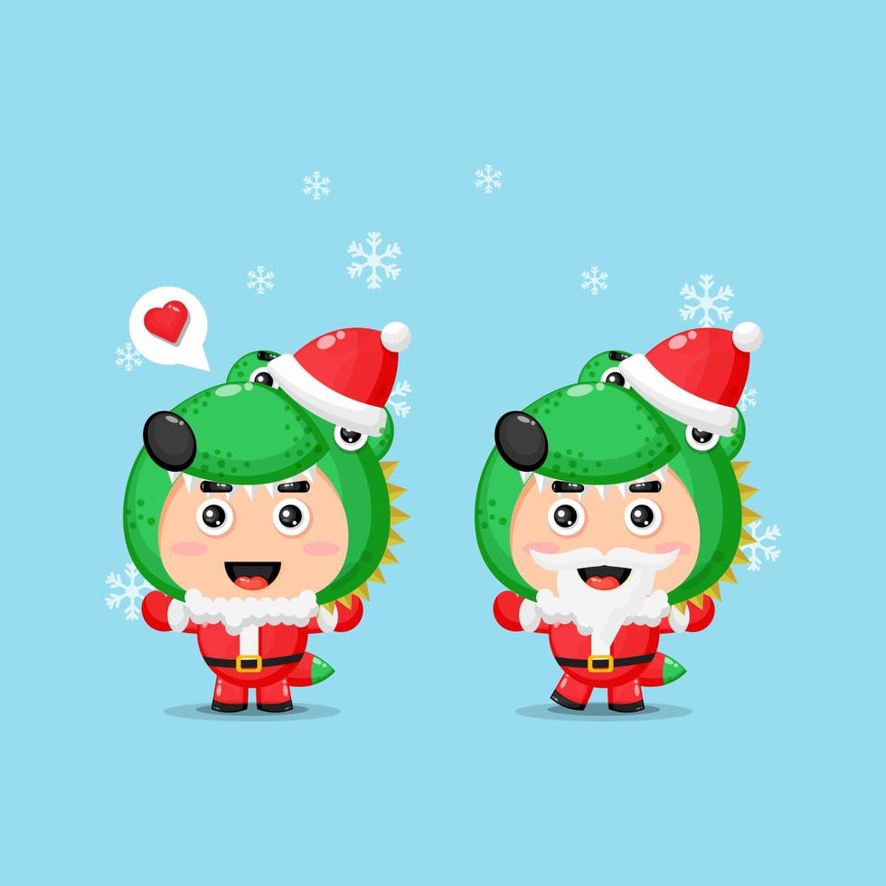 Cute crocodile mascot wearing Christmas costume vector