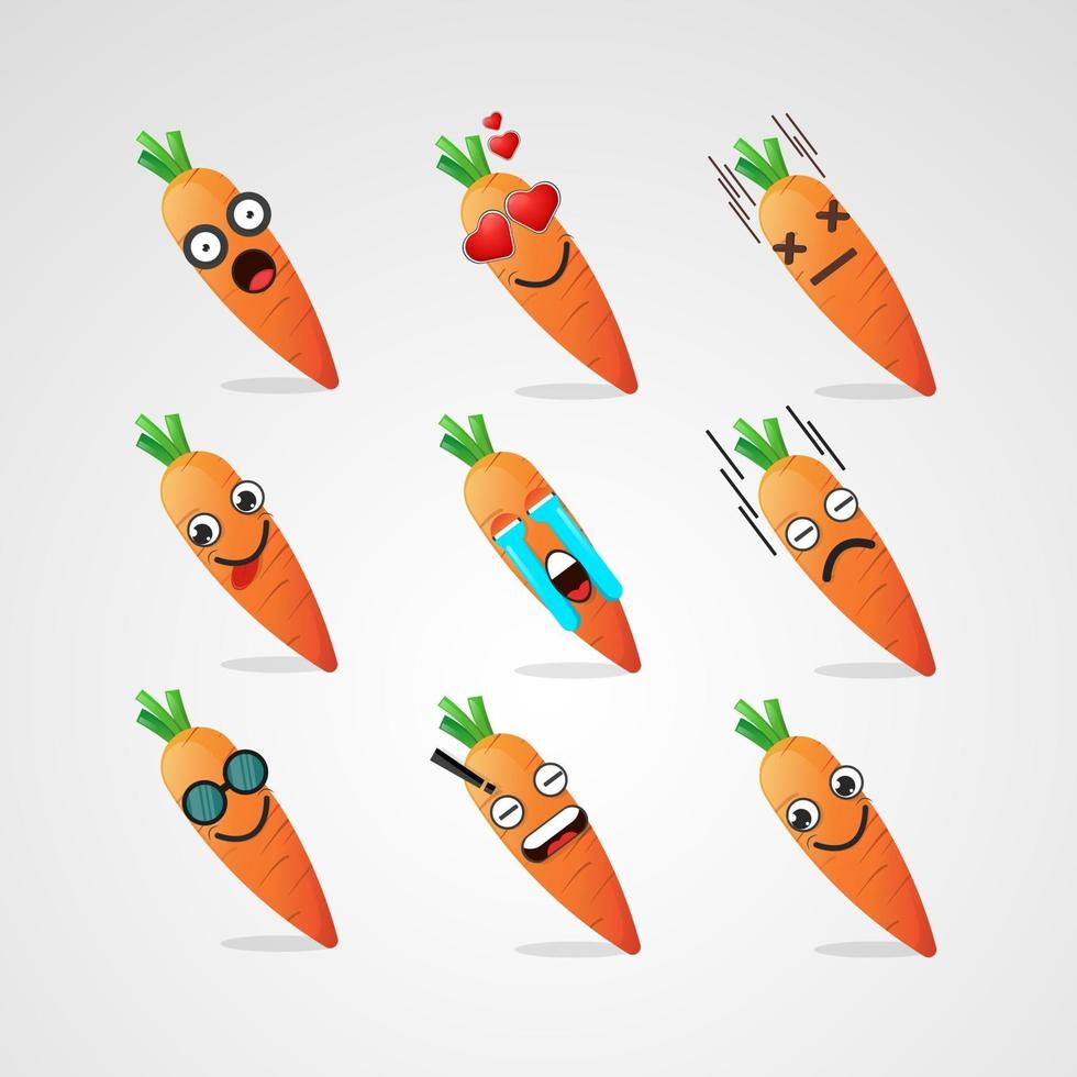 cute carrot design set collection vector