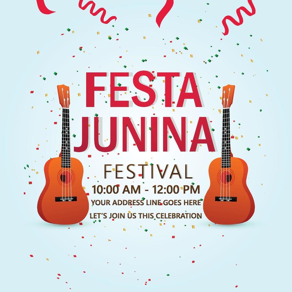 Festa junina invitation cards with guitar vector