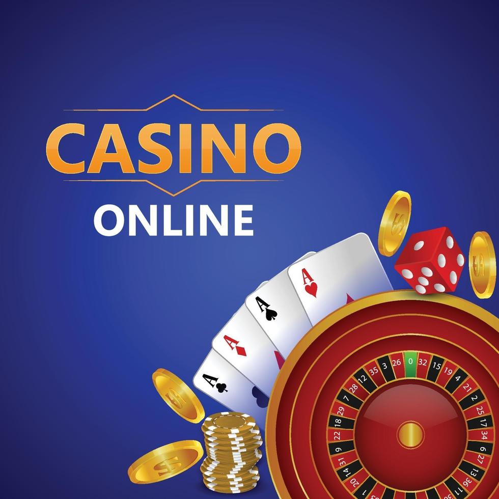 Casino online game with luxury slot machine and playing cards vector