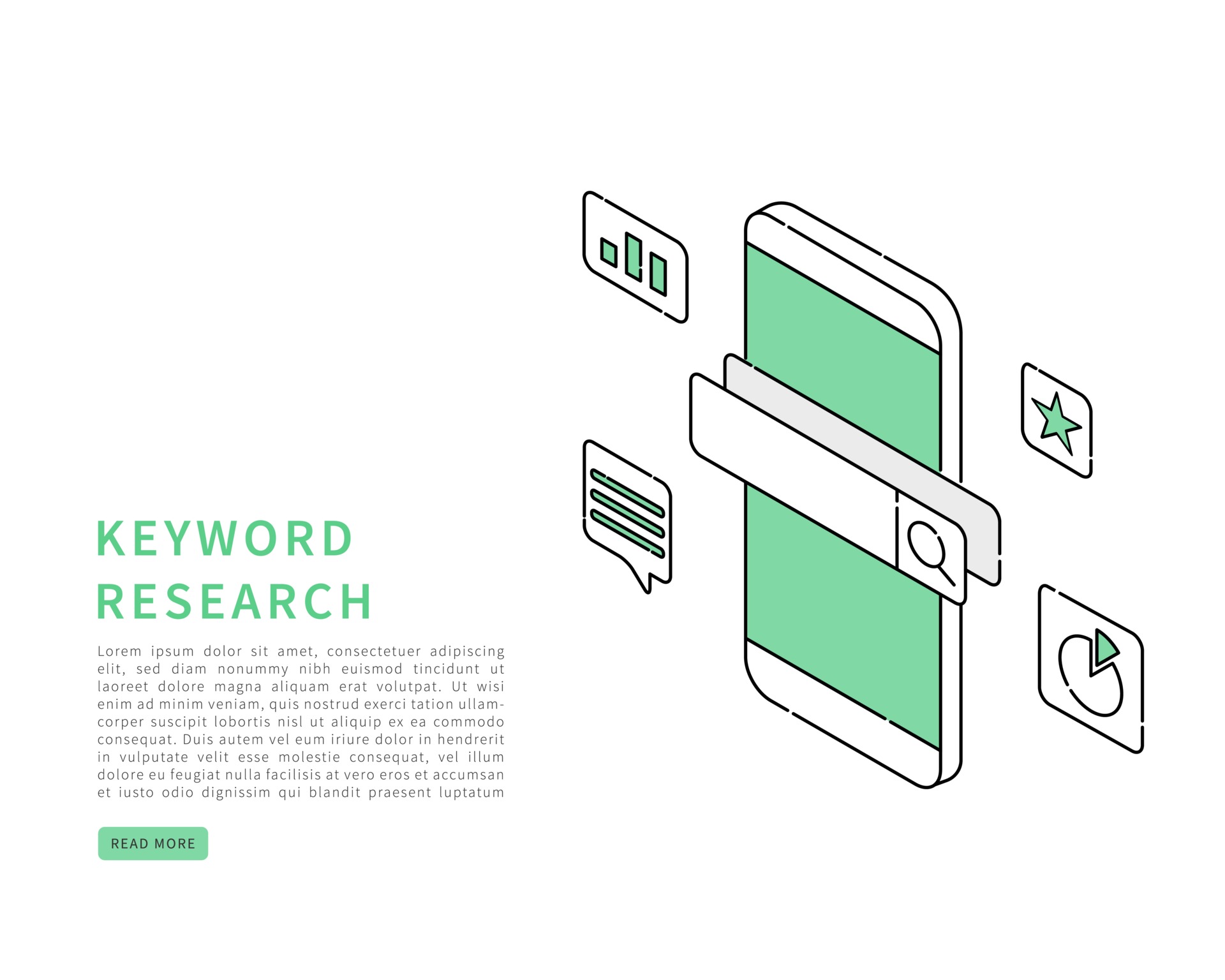 Seo Keyword Research Concept Keyword Research And Search Engine Optimization Vector Isometric In Line Art Style Vector Art At Vecteezy