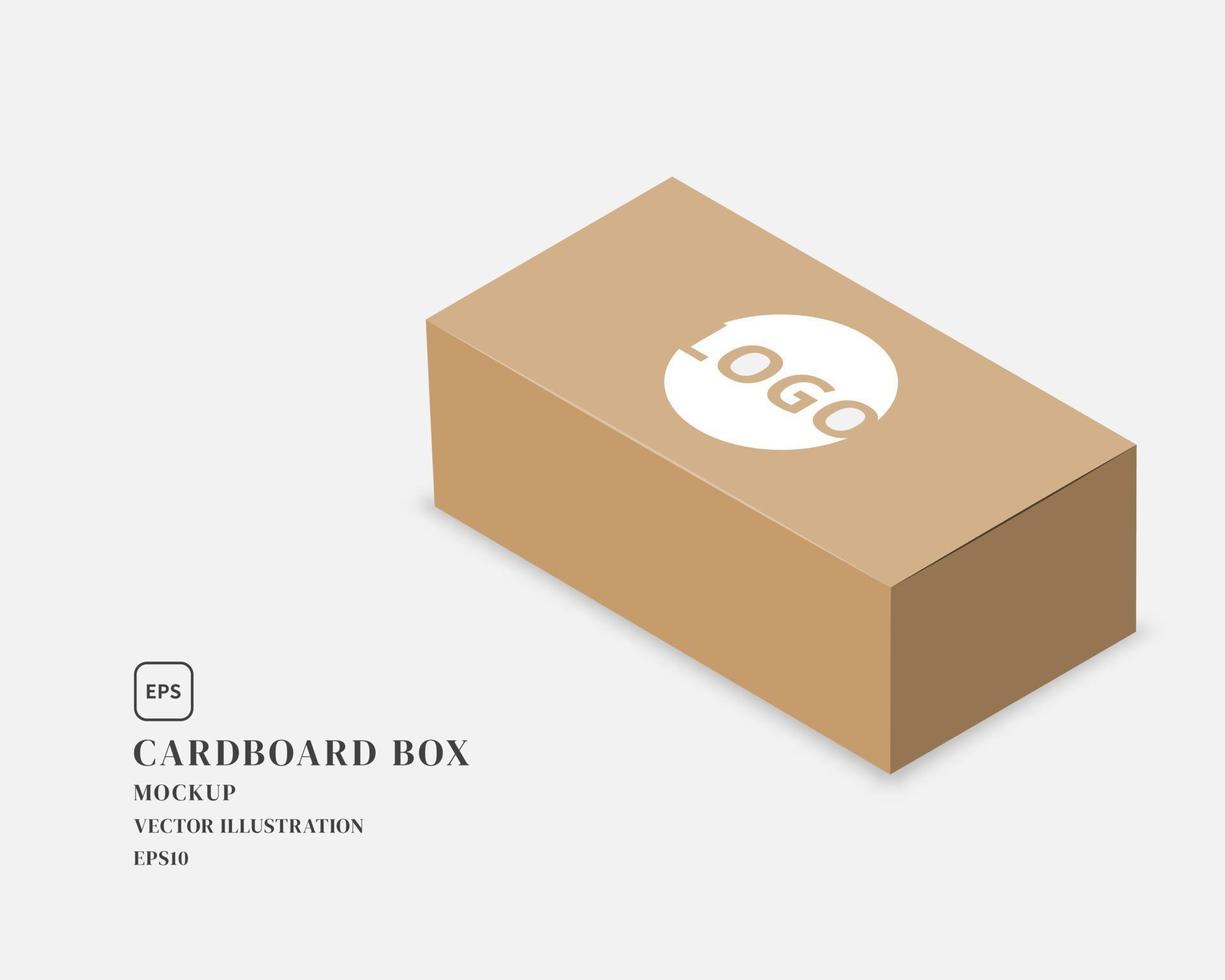 Package cardboard box. Mockup vector isolated. Template design. Realistic vector illustration.