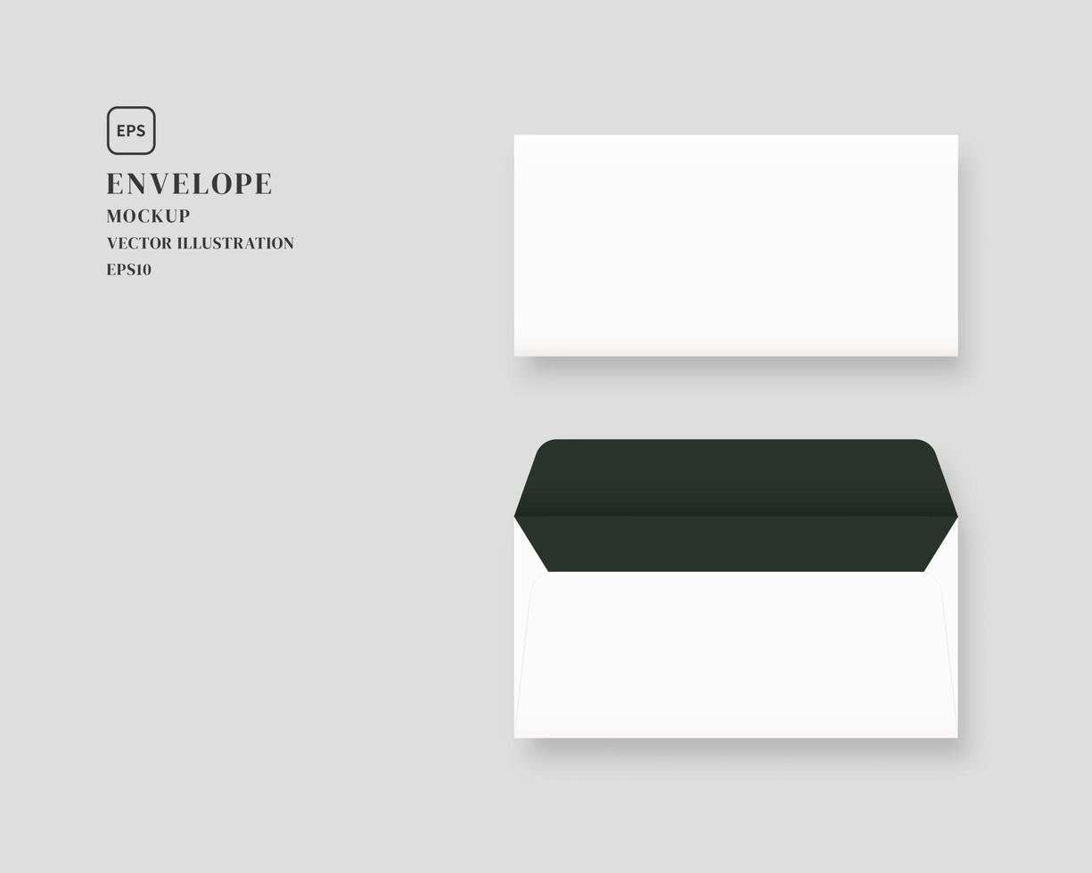 Set of blank realistic envelopes. Blank realistic envelope front and back view mockup. Mockup vector isolated. Template design. Realistic vector illustration.