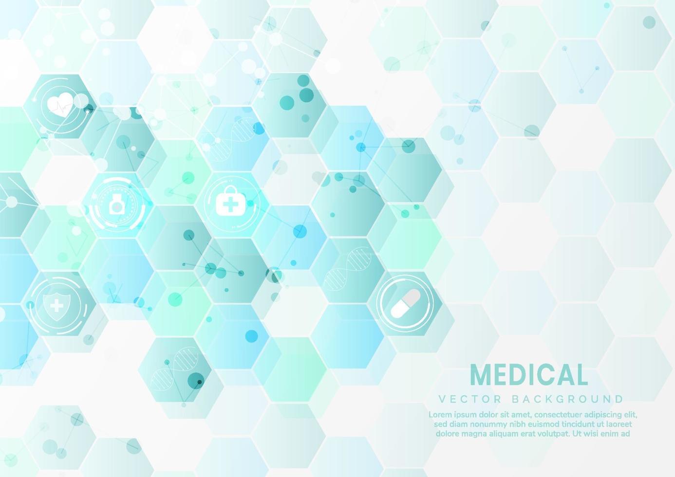 Abstract blue hexagon pattern background. Medical and science concept and health care icon pattern. vector