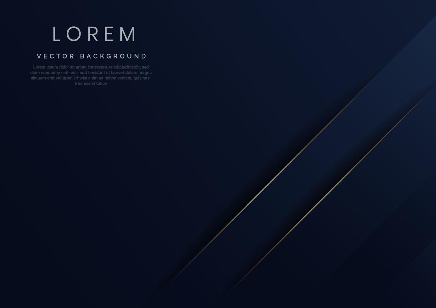 Abstract template blue geometric diagonal background with golden line. Luxury style. vector
