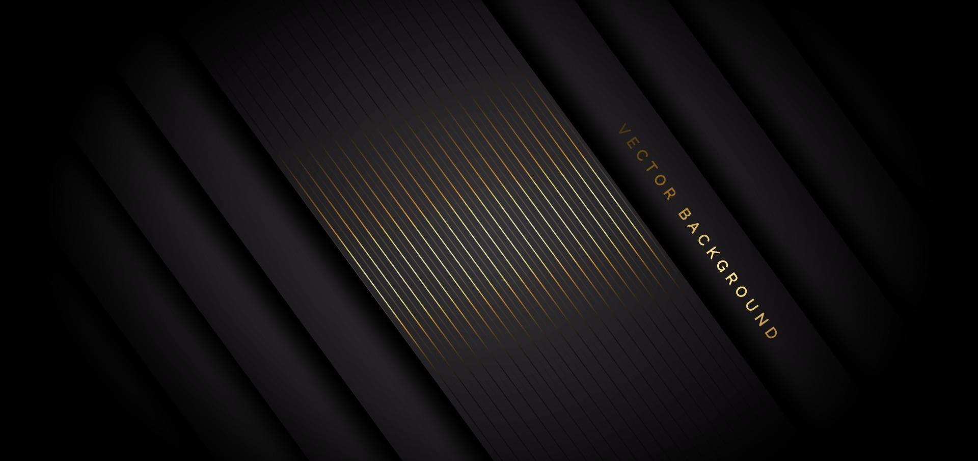 Abstract stripes golden lines diagonal overlap on black background. Luxury style. vector