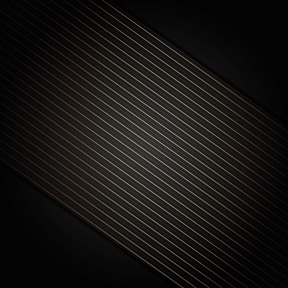 Abstract stripes golden lines diagonal overlap on black background. Luxury style. vector