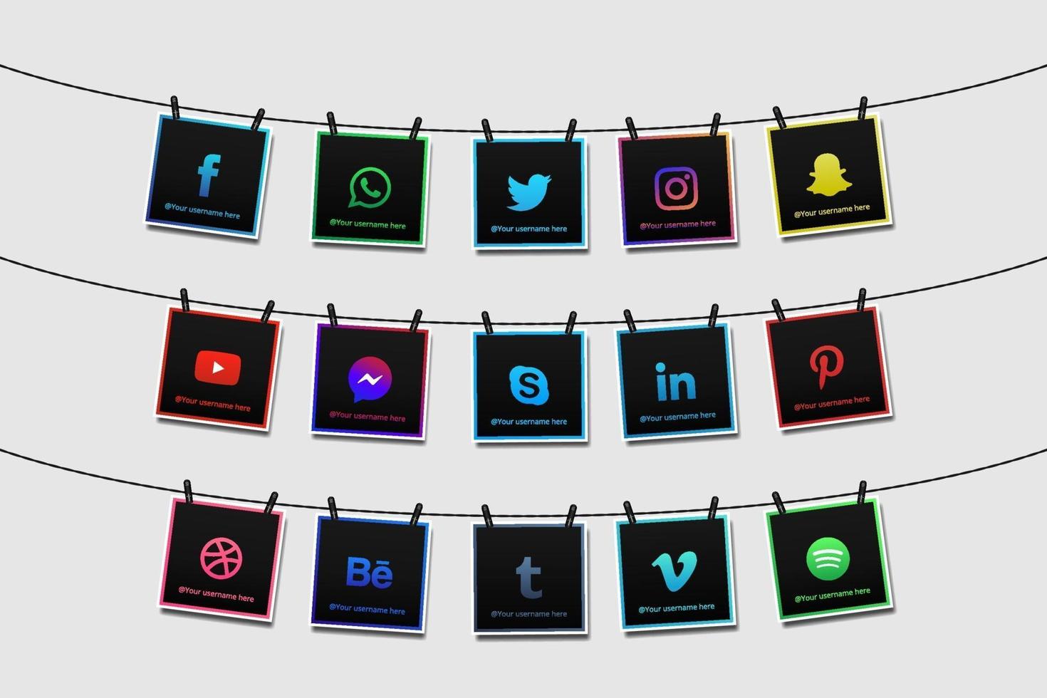 Social media icons collection vector