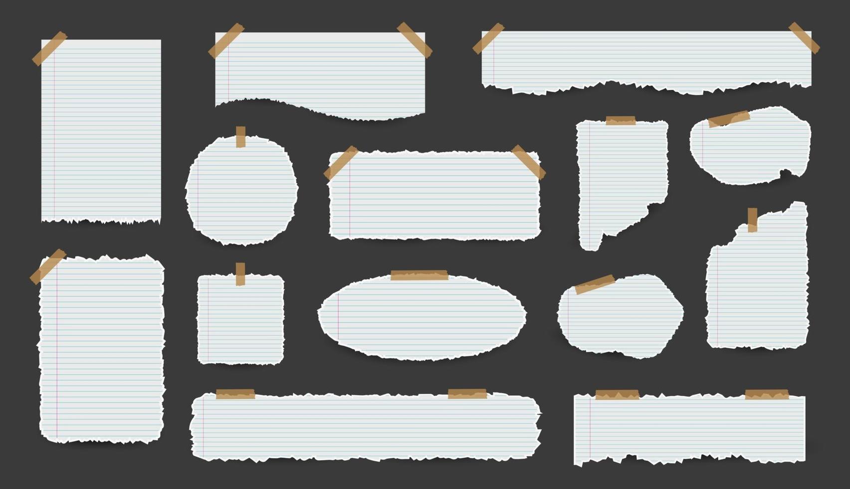 White torn paper sheets collection vector