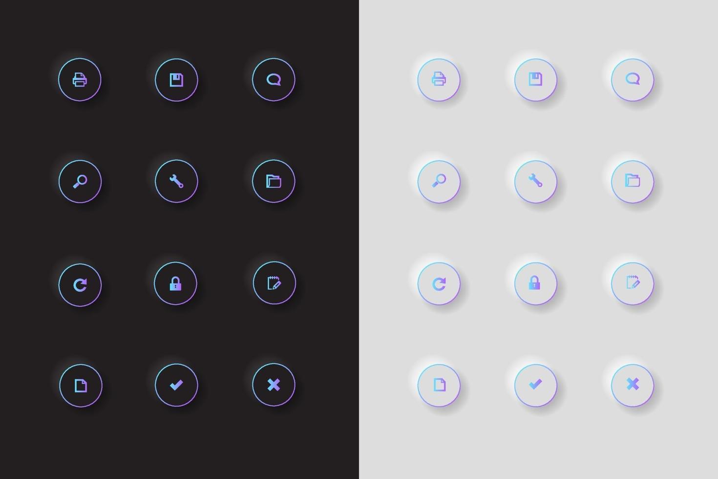 Business icons collection in neumorphic style vector