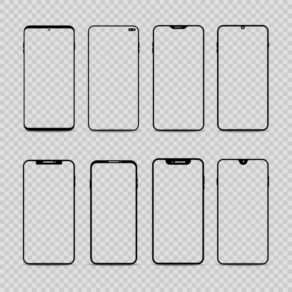 Smartphone frames template on transparent background vector