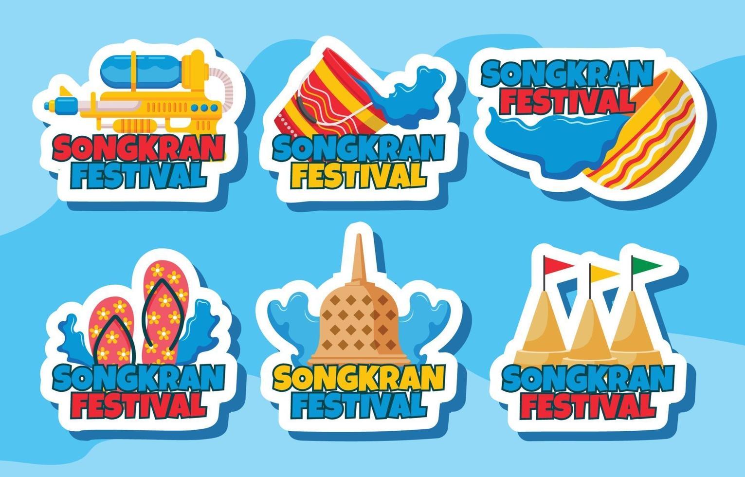 Songkran Festival Stickers vector