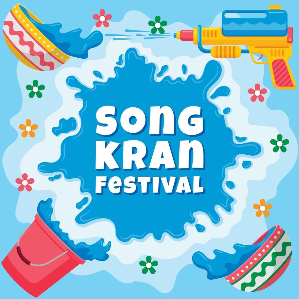 Songkran Festival Concept With Water Splash vector