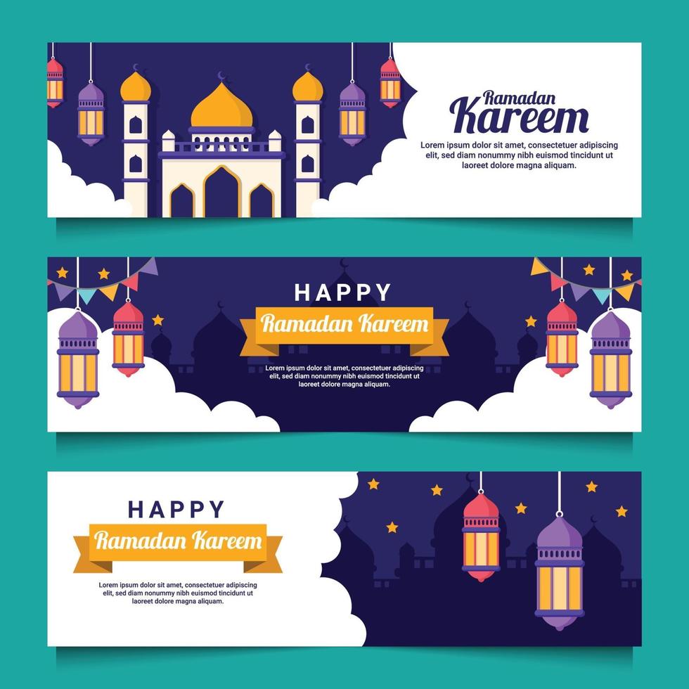 Flat Ramadan Kareem Banner vector