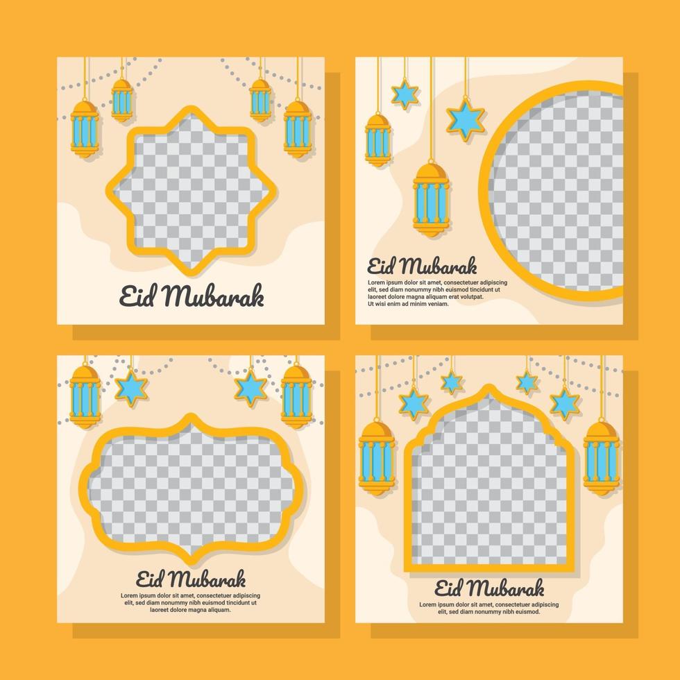 Flat Eid Mubarak Social Media Post vector