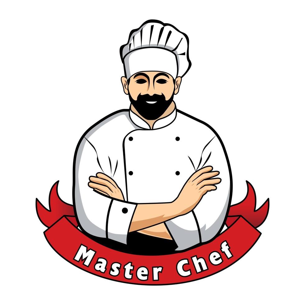 Illustration vector design of Master Chef logo. Menu design for cafe and restaurant. Free Vector EPS 10.