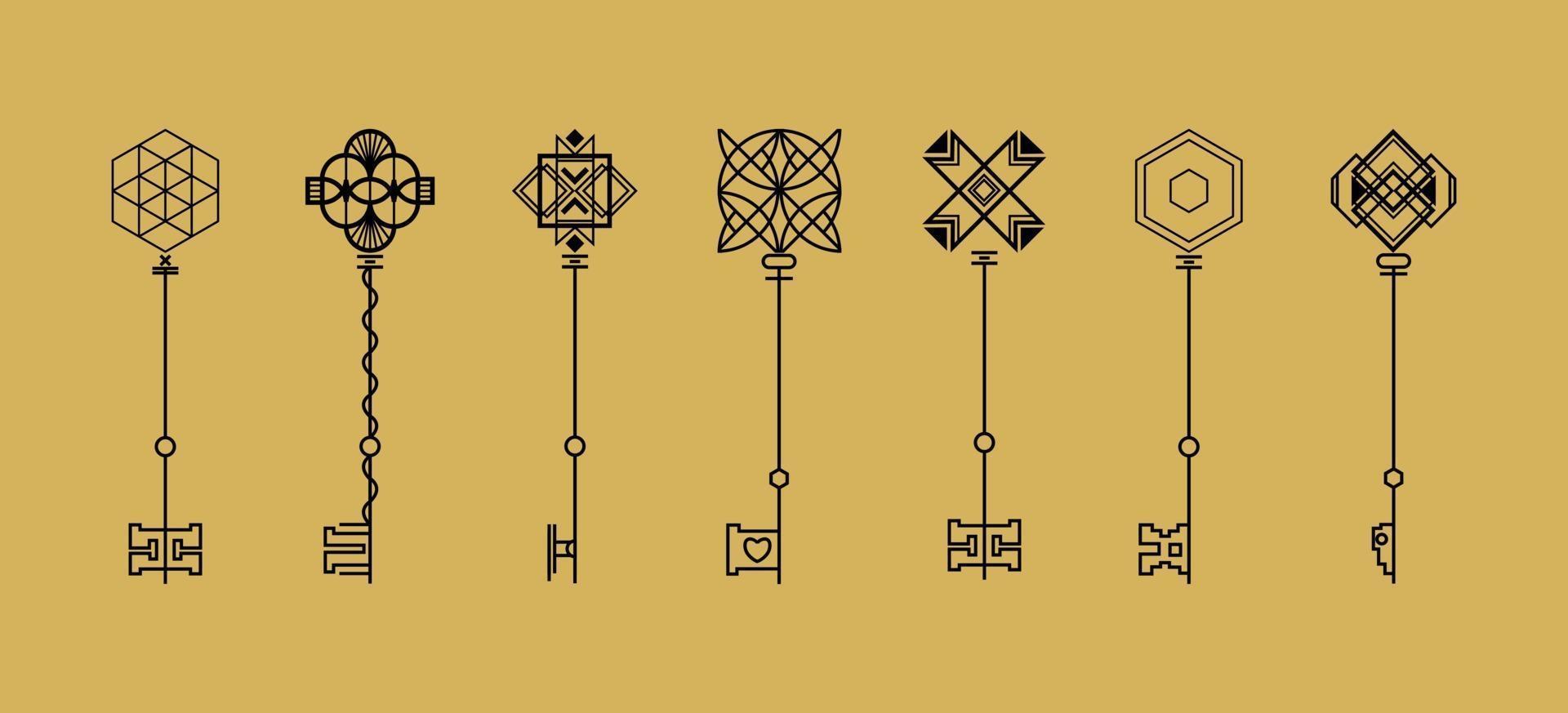 Modern key collection. Retro key vector logo design template. Free Vector.