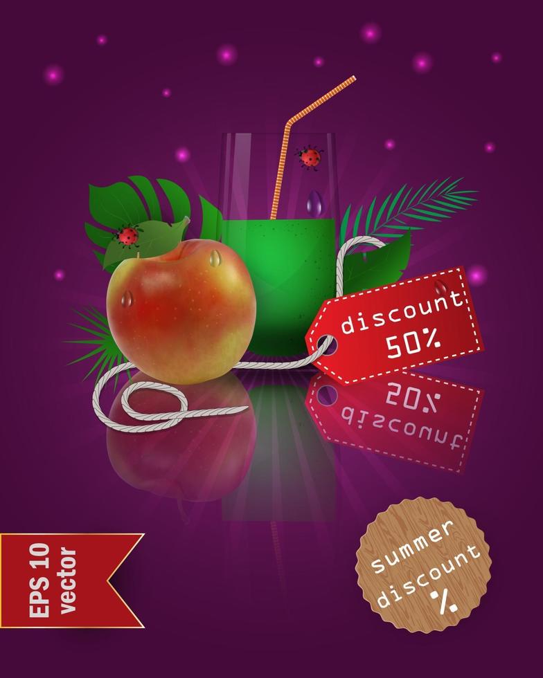 Summer sale illustration with fruit and juice vector