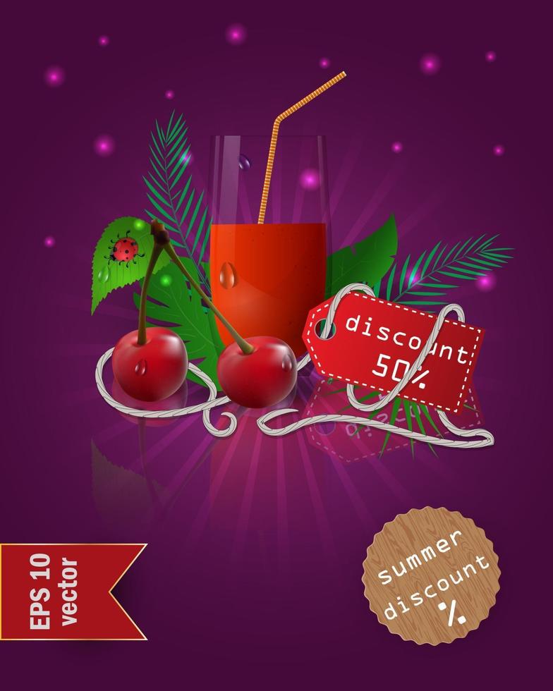 Summer sale illustration with fruit and juice vector