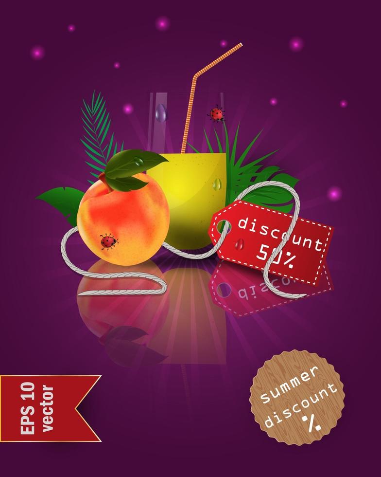 Summer sale illustration with fruit and juice vector