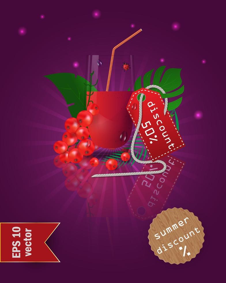 Summer sale illustration with fruit and juice vector