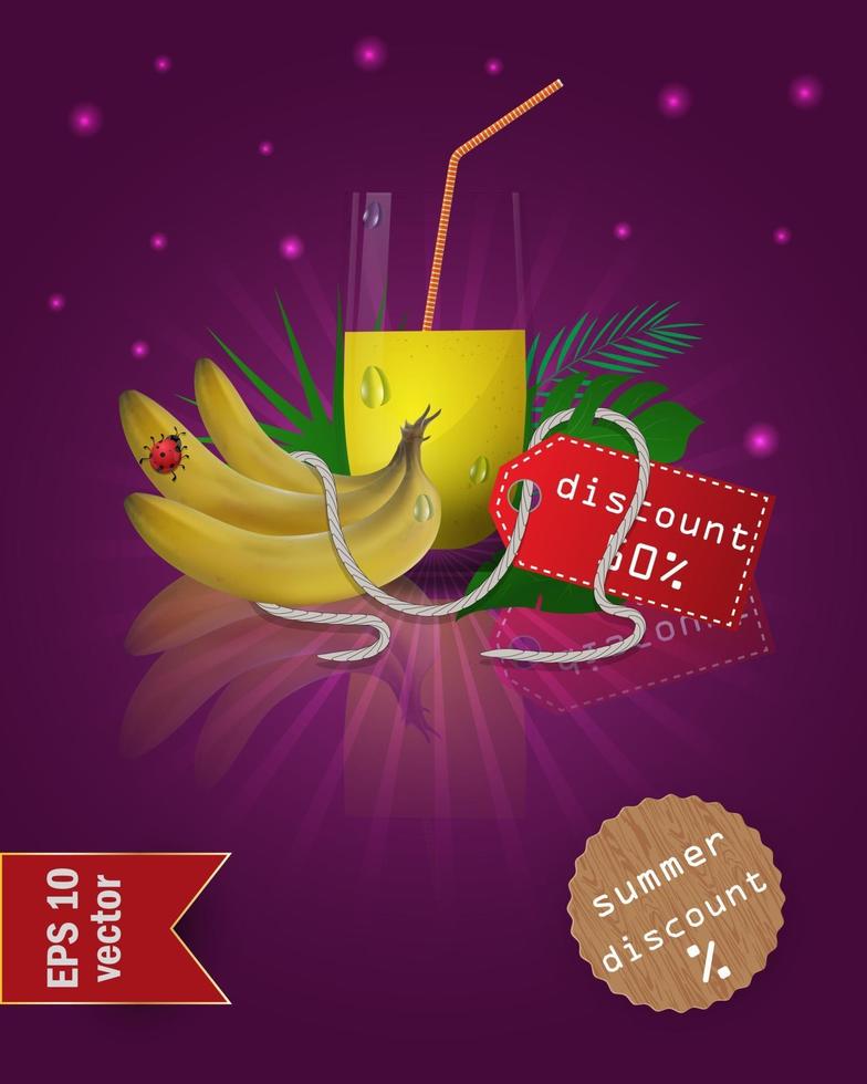 Summer sale illustration with fruit and juice vector