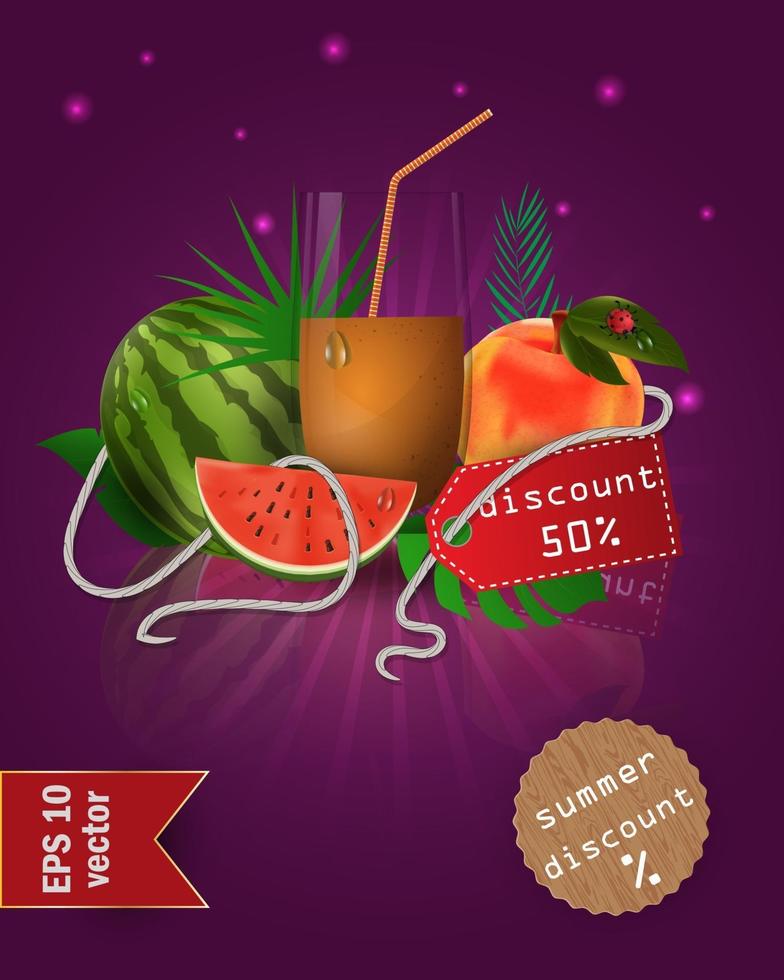 Summer sale illustration with fruit and juice vector