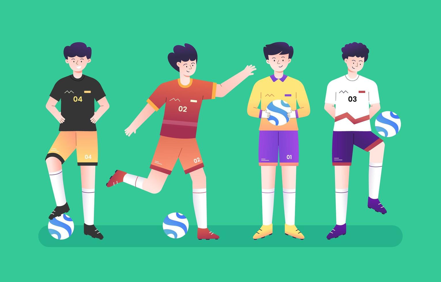 Football Player Character Set vector