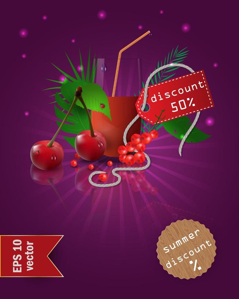 Summer sale illustration with fruit and juice vector