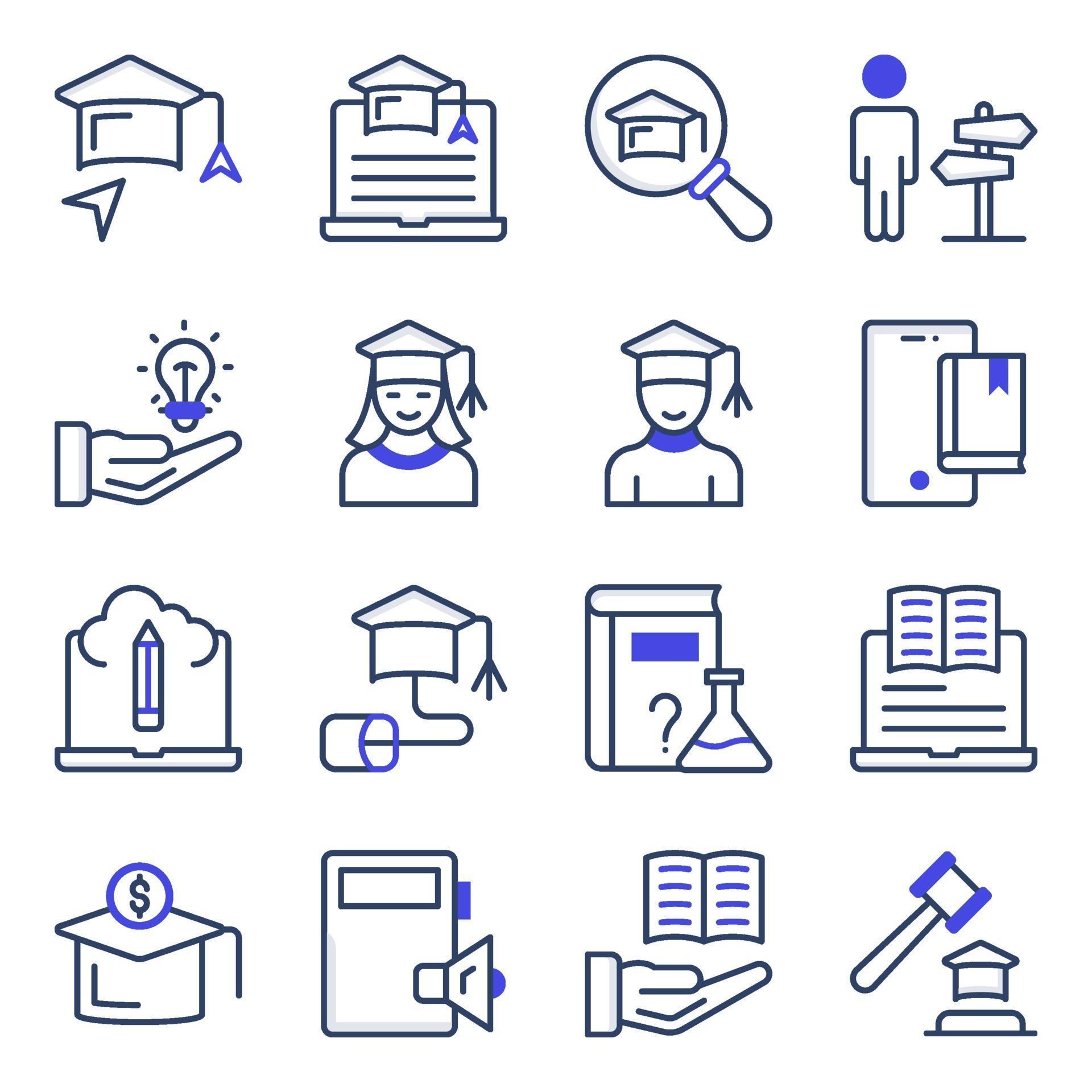 Pack Of Study Flat Icons Vector Art At Vecteezy