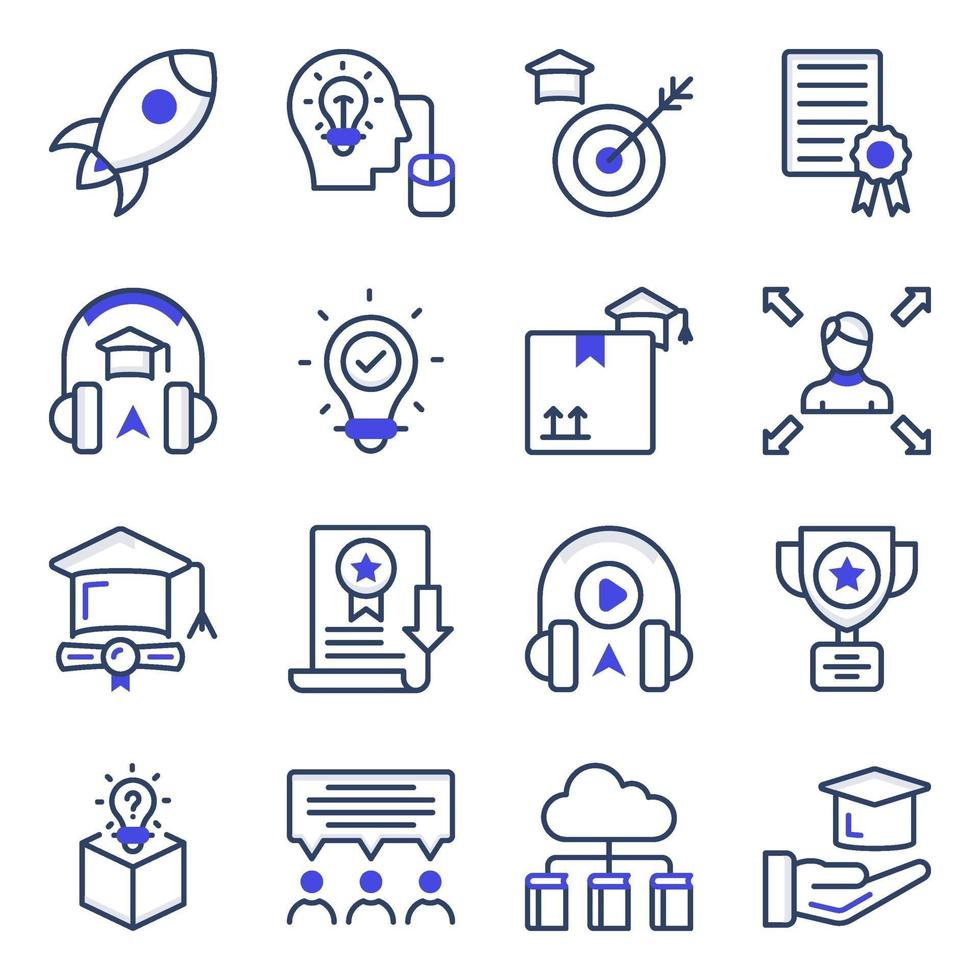 Pack of Knowledge Flat Icons vector