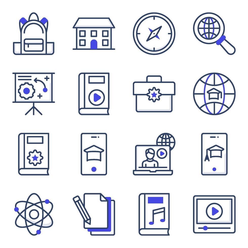 Pack of Education Flat Icons vector