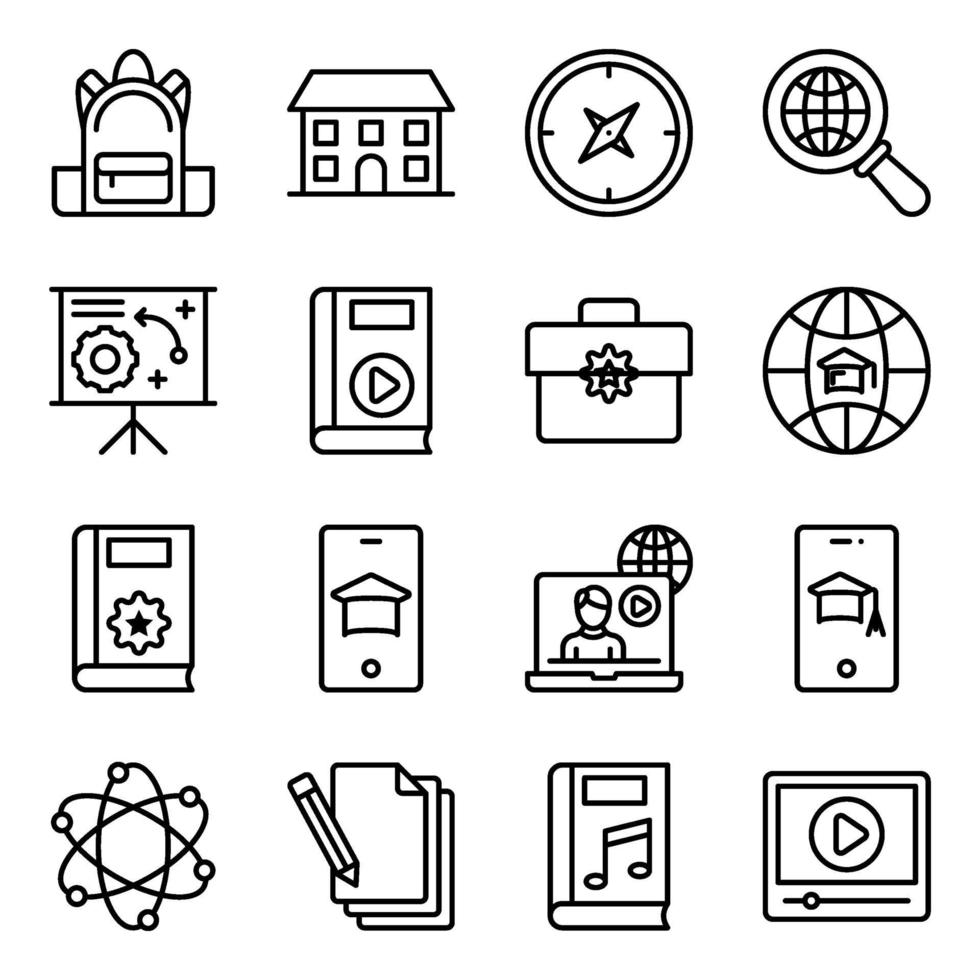 Pack of Education Linear Icons vector