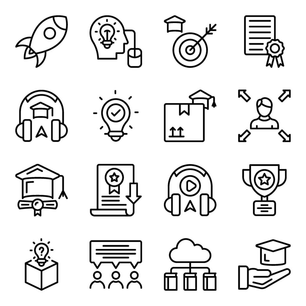 Pack of Knowledge Linear Icons vector