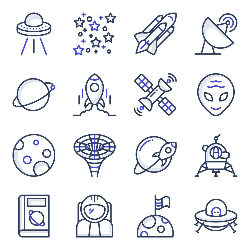 Pack of Space Flat Icons vector
