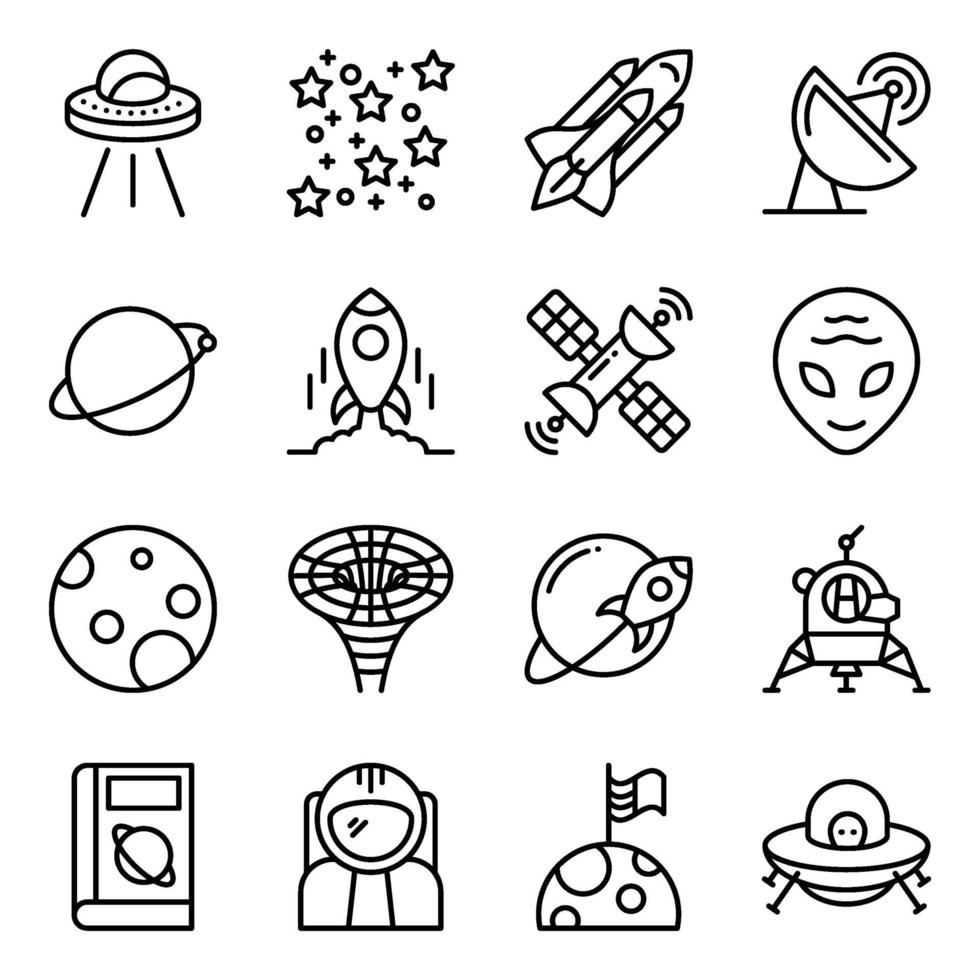 Pack of Space Linear Icons vector