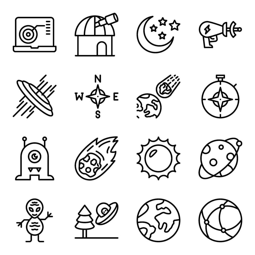 Pack of Space and Astronomy Linear Icons vector