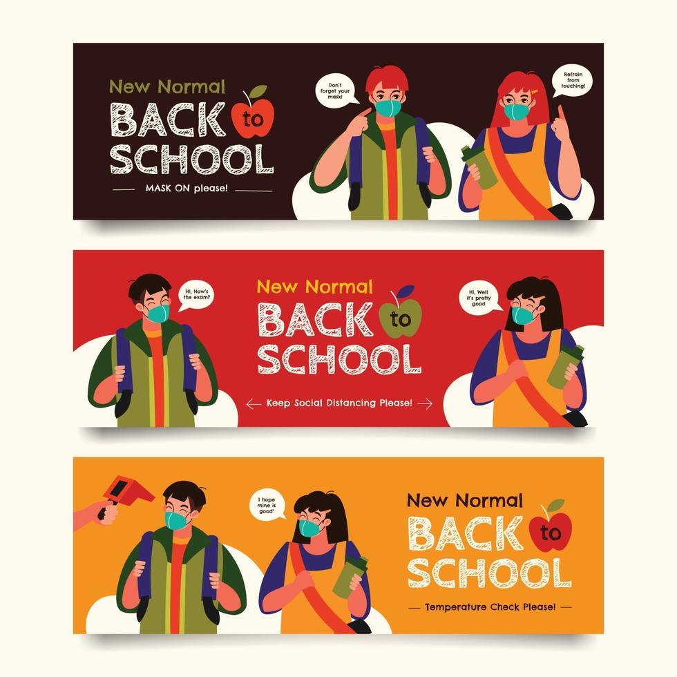 New Normal Back to School Banner Collection vector