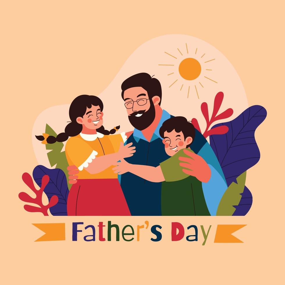 Father and Children Celebrating Father's Day vector