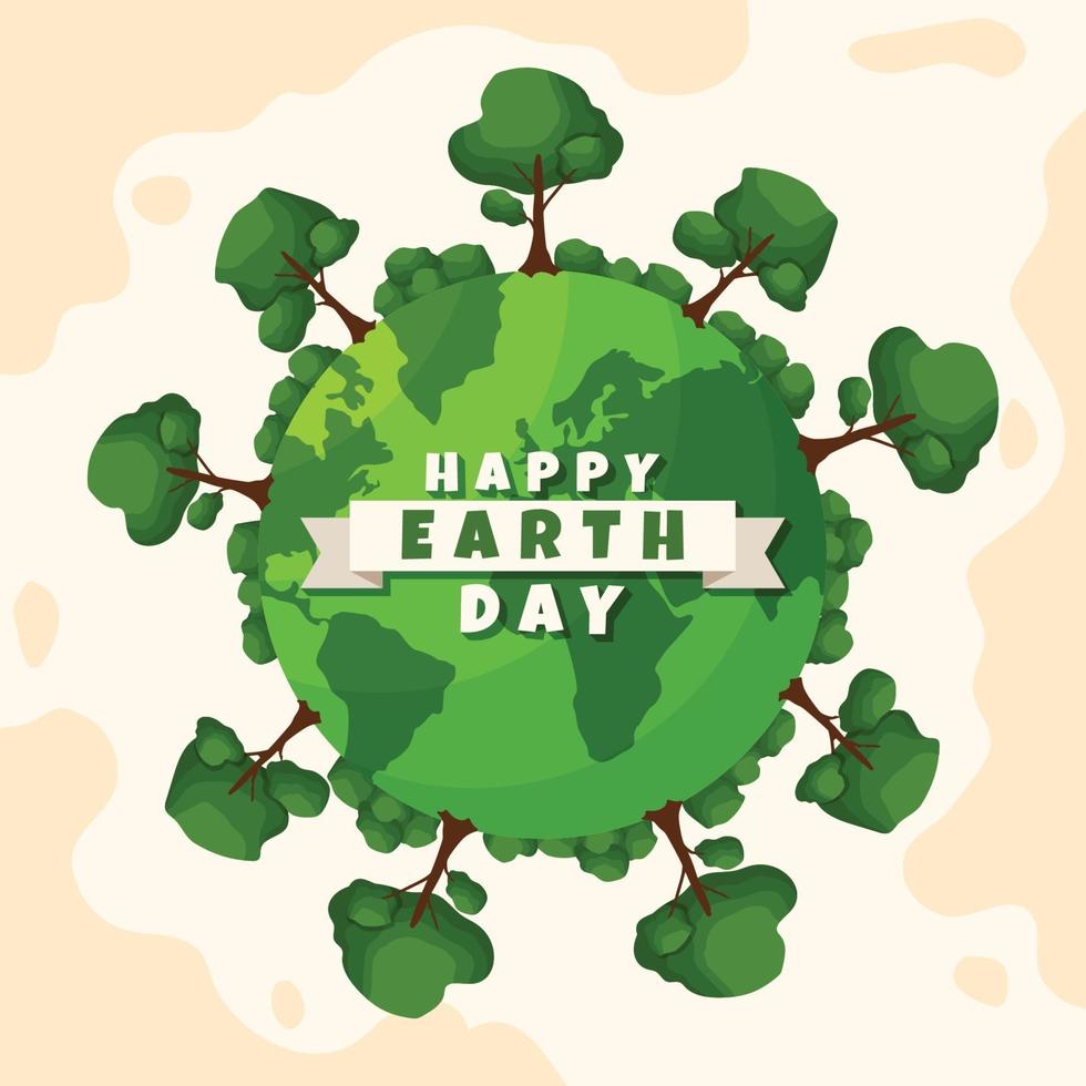 Happy Earth Day with Forest Concept vector